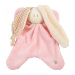 Doudou bio oreilles à carreaux -Rose Tendre