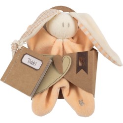 Doudou bio oreilles à carreaux -Pêche 