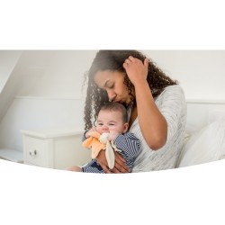 Doudou bio oreilles à carreaux -Pêche 