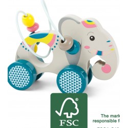 Eléphant à pousser avec circuit de motricité "Jungle" 