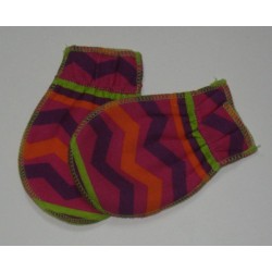 Moufles naissance 'orange-violet-rose'