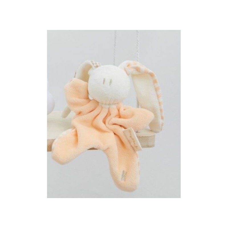 Doudou bio oreilles à carreaux -Pêche Doudou bio oreilles à carreaux -Pêche