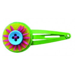 LOT de 2 barrettes 'Fluor Flower' vert 
