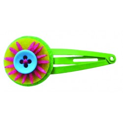 Paire de barrettes 'Fluor Flower' vert 