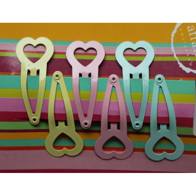 Barrettes pour cheveux- set de 6  &#039;Pastel Hearts&#039;