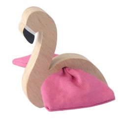 Hochet Flamant rose en bois 