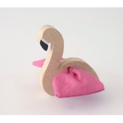 Hochet Flamant rose en bois 