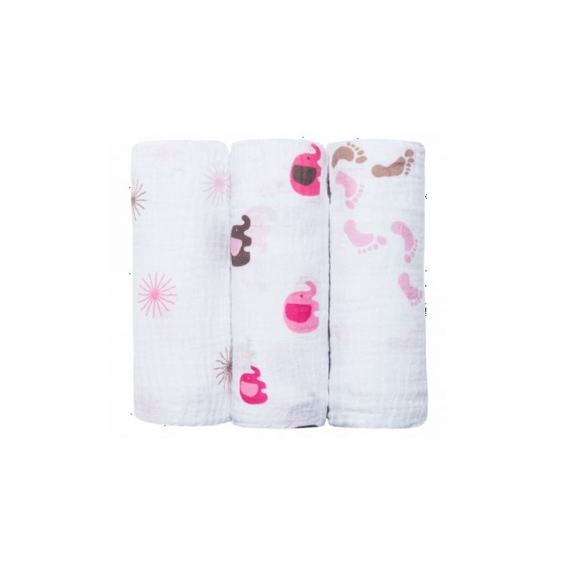 3 Langes en coton pur 120 cm x 120 cm 3 Langes en coton pur 120 cm x 120 cm