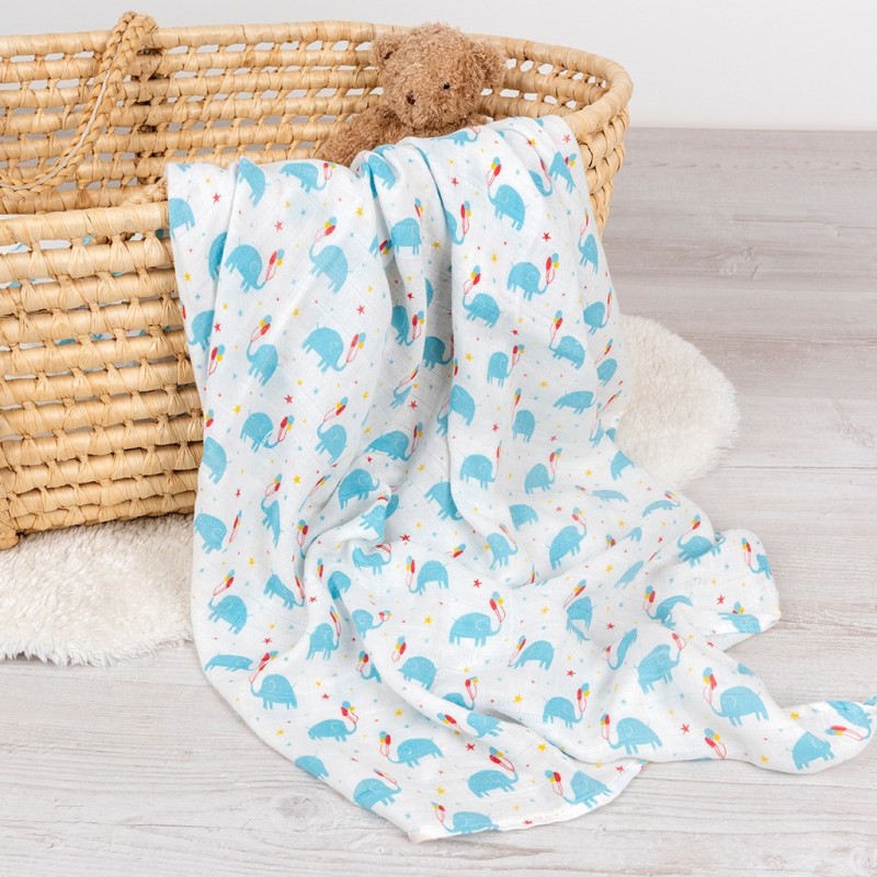 Maxi lange Petits Eléphants en coton et bambou Maxi lange Petits Eléphants en coton et bambou