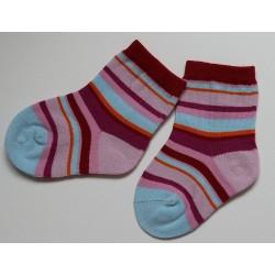 Chaussettes rayées rose-bleu  0-6 mois 