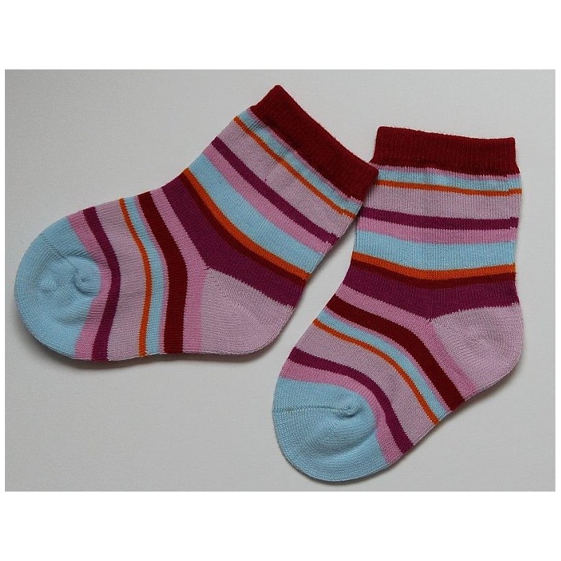 Chaussettes rayées rose-bleu  0-6 mois