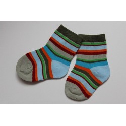 Chaussettes rayées vert-bleu-rouge    0-6 mois 