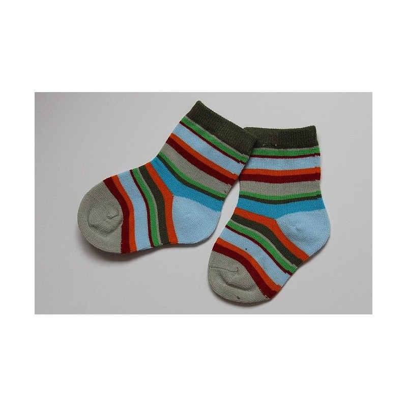 Chaussettes rayées vert-bleu-rouge 0-6 mois Chaussettes rayées vert-bleu-rouge 0-6 mois
