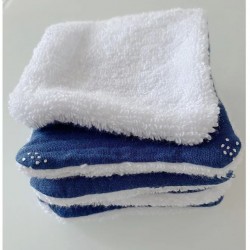 5 Lingettes lavables "Bleu nuit" 