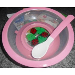 Assiette anti-dérapante avec ventouse  Cuillère assortie 