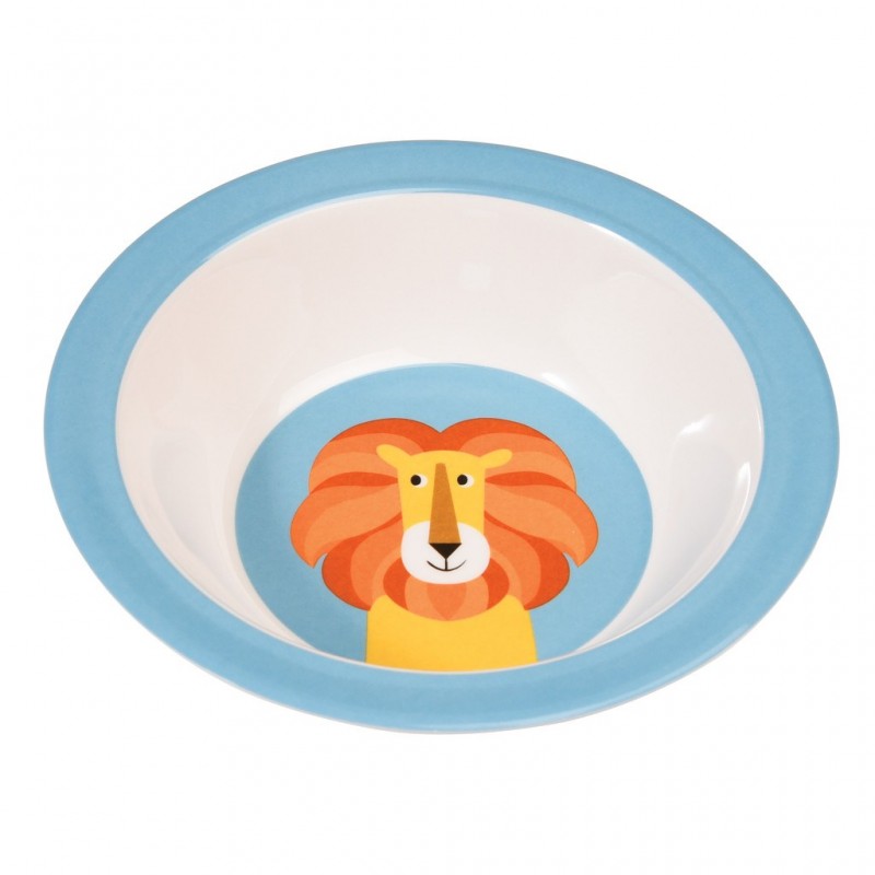 Set de 1x Assiettes enfants en mélamine avec imprimé lion blanc