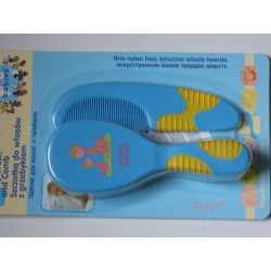 Brosse à cheveux et peigne bleus pour bébé 