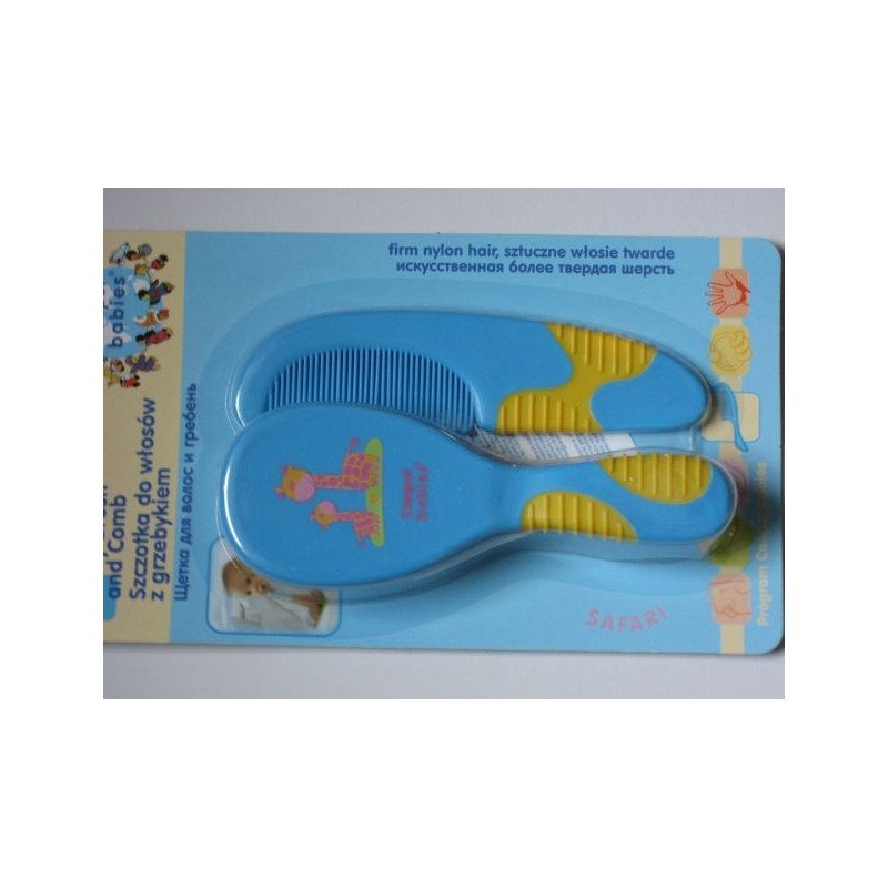 Brosse à cheveux et peigne bleus pour bébé