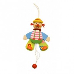 Petit clown articulé en bois chapeau jaune 