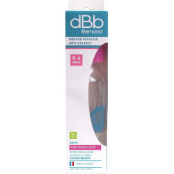 Biberon verre Régul'air Tétine silicone 240 ml Rose 