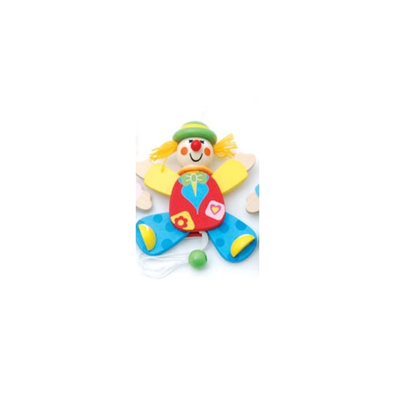 Petit clown articulé en bois chapeau vert Petit clown articulé en bois chapeau vert