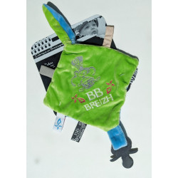 Doudou plat BB Breizh vert-bleu 