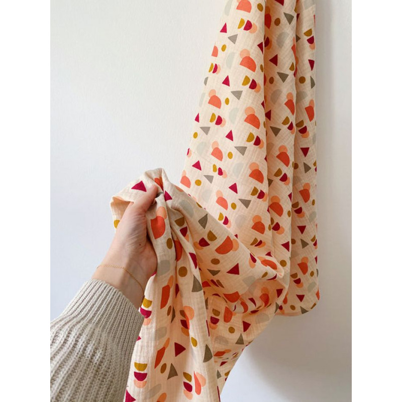Lange écru à motifs-mousseline de coton Lange écru à motifs-mousseline de coton