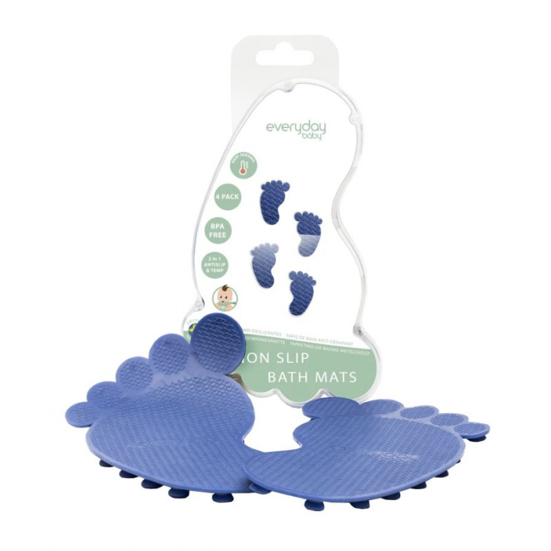 4 tapis de bain thermosensibles-bleu