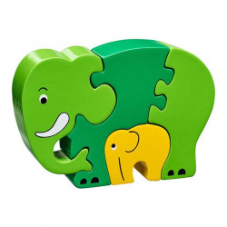 Puzzle en bois Eléphants-vert 