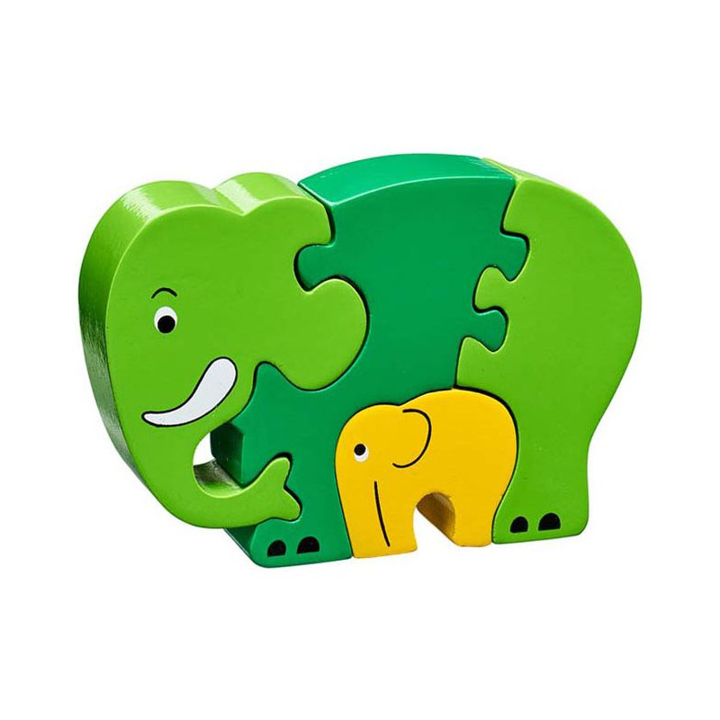 Puzzle en bois Eléphants-vert