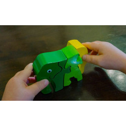 Puzzle en bois Eléphants-vert 