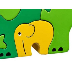 Puzzle en bois Eléphants-vert 