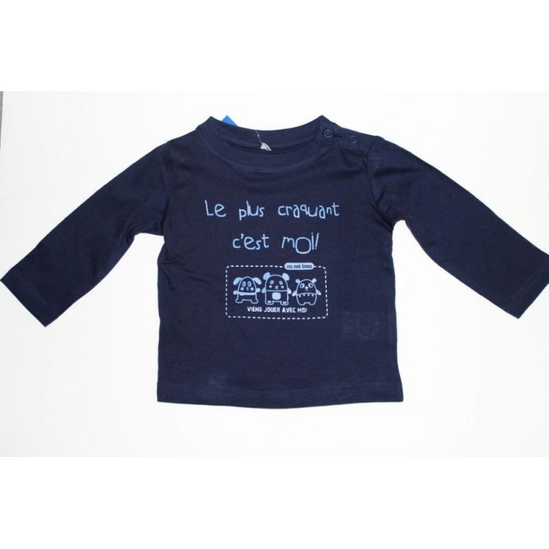 Tee-shirt manches longues bleu marine 12 mois Tee-shirt manches longues bleu marine 12 mois