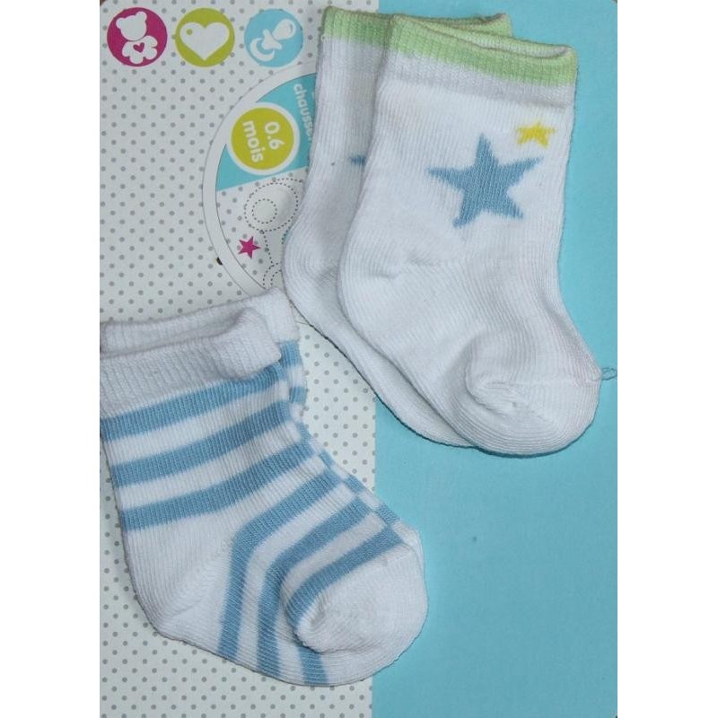2 paires de chaussettes 0-6 mois 2 paires de chaussettes 0-6 mois