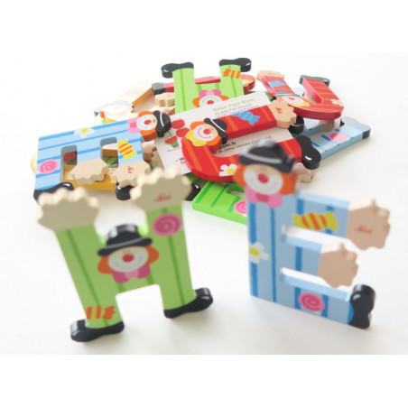Lettre Déco Bois Clown T Sevi - 10cm - Multicolore - Pour Chambre Enfant, Apprentissage Alphabet - Peint Main