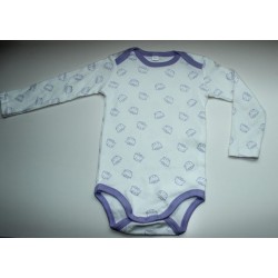 Body blanc motifs chats mauve 12 mois 