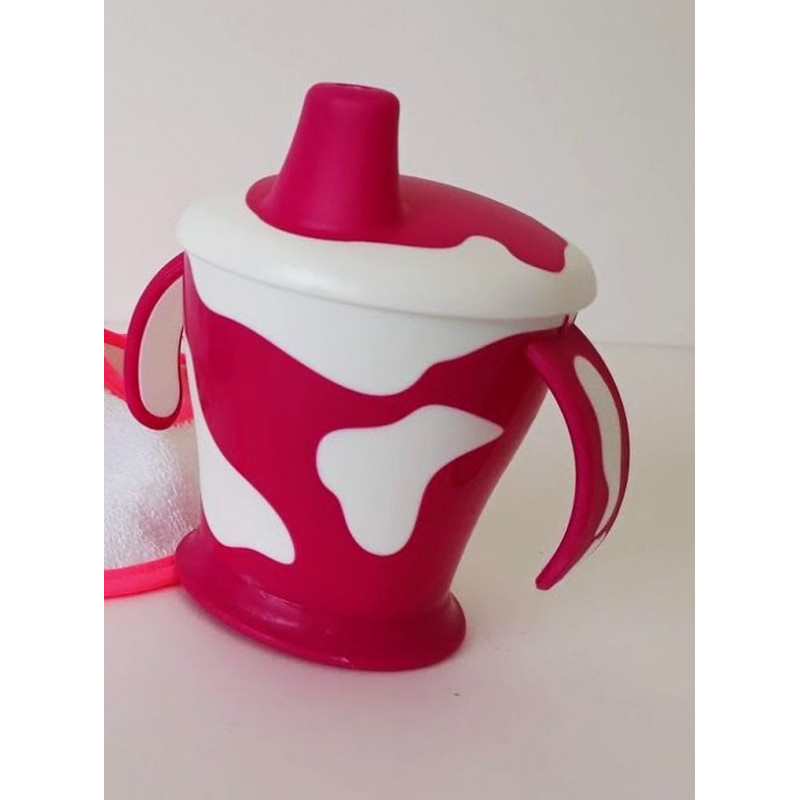 Tasse avec anses 9 mois + &#039;Little cow&#039; rose