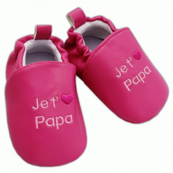 Chaussons fushia 'je t'aime papa'  0-6 mois 