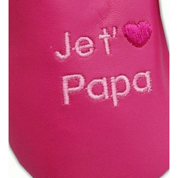 Chaussons fushia 'je t'aime papa'  0-6 mois 