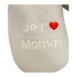 Chaussons gris 'je t'aime maman'  0-6 mois 