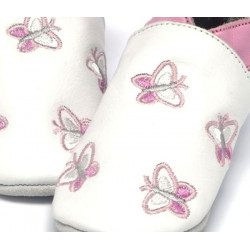 Chaussons 'papillons' en cuir souple  6-12 mois 