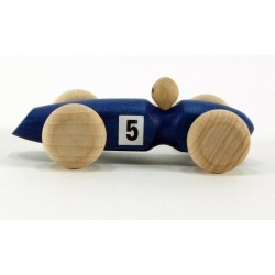 Voiture '3' en bois  bleu