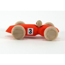 Voiture '3' en bois  orange 