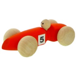 Voiture '3' en bois  orange 