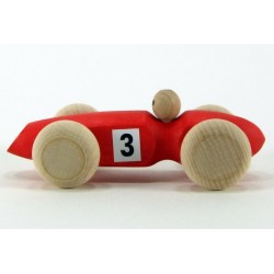 Voiture '3' en bois  rouge 