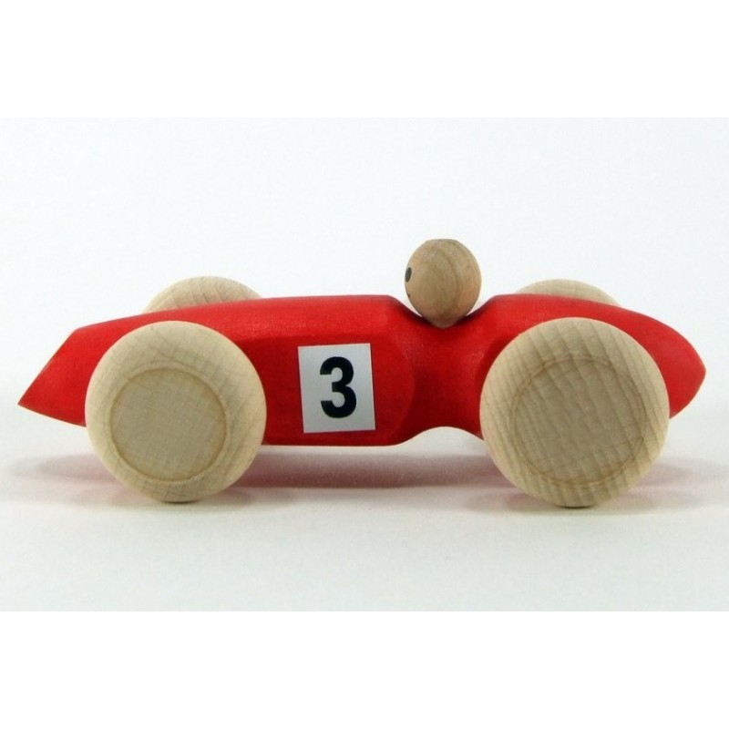 Voiture &#039;3&#039; en bois  rouge