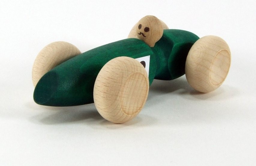 Voiture '3' en bois  vert