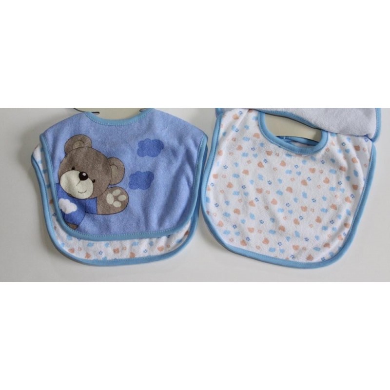 2 Bavoirs 'ourson bleu' King Bear King Bear