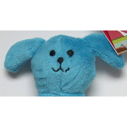 Hochet anneau chien en coton bleu 