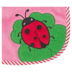 Bavoir rose motif : coccinelle 